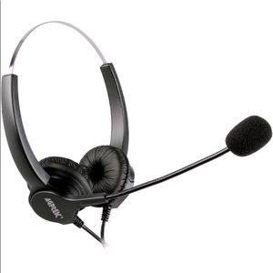 AGPTEK Hands-Free Corded Binaural Headset Headphone with Crystal Head and Mic
